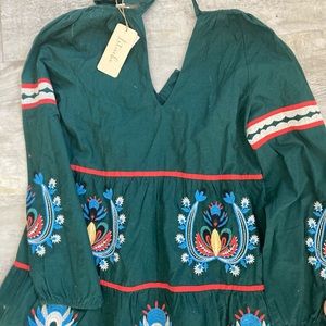 Anthropology embroidered tunic dress new